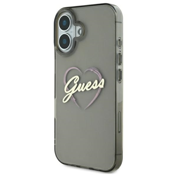 iTok webáruház - Guess Guess IML Heart iPhone 16 tok (fekete) 2 Guess IML Heart iPhone 16 Case (fekete)