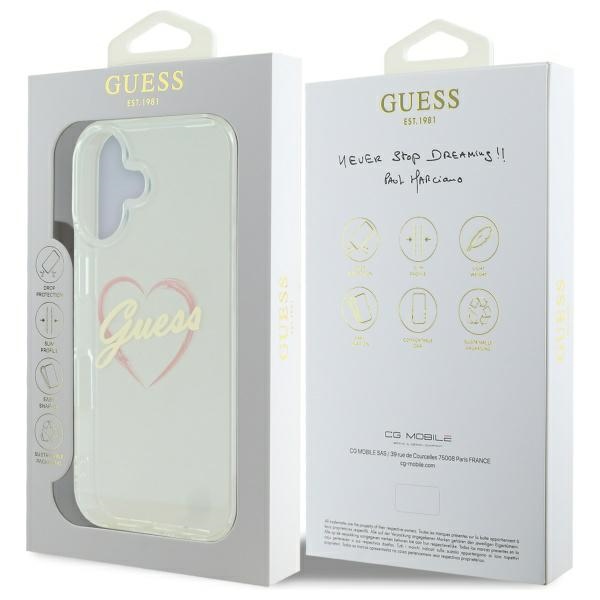 iTok webáruház - Guess Guess IML Heart iPhone 16 tok (átlátszó) 8 Guess IML Heart iPhone 16 Case (átlátszó)