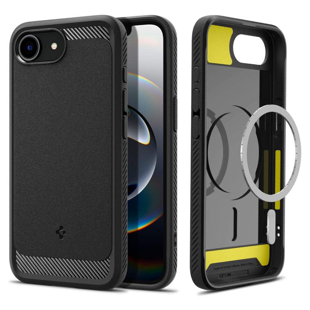 iTok webáruház - Spigen Spigen Rugged Armor Mag tok iPhone 16e / 17e készülékhez (fekete) 3 Spigen Rugged Armor MagSafe case for iPhone 16e / 17e (fekete)
