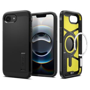 Spigen Tough Armor tok MagSafe-funkcióval és állvánnyal iPhone 16e / 17e készülékhez (fekete)