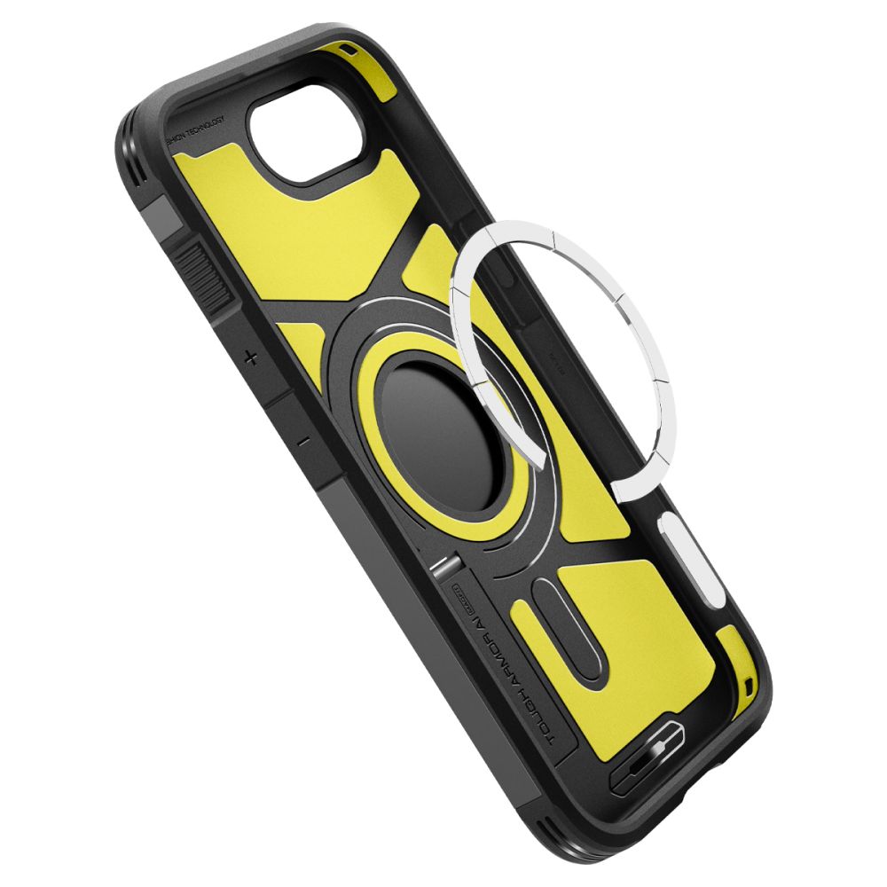 iTok webáruház - Spigen Spigen Tough Armor tok MagSafe-funkcióval és állvánnyal iPhone 16e / 17e készülékhez (fekete) 8 Spigen Tough Armor Case with MagSafe for iPhone 16e / 17e with Stand (fekete)