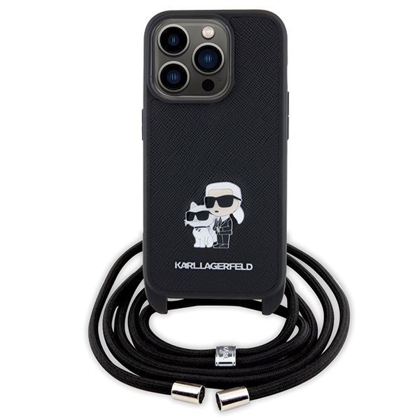 iTok webáruház - Karl Lagerfeld Karl Lagerfeld Crossbody Saffiano Metal Pin Karl & Choupette tok iPhone 15 Pro készülékhez (fekete) 2 Karl Lagerfeld Crossbody Saffiano Metal Pin Karl & Choupette case for iPhone 15 Pro (fekete)