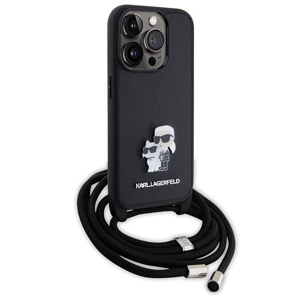 iTok webáruház - Karl Lagerfeld Karl Lagerfeld Crossbody Saffiano Metal Pin Karl & Choupette tok iPhone 15 Pro készülékhez (fekete) 3 Karl Lagerfeld Crossbody Saffiano Metal Pin Karl & Choupette case for iPhone 15 Pro (fekete)