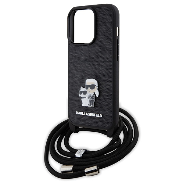 iTok webáruház - Karl Lagerfeld Karl Lagerfeld Crossbody Saffiano Metal Pin Karl & Choupette tok iPhone 15 Pro készülékhez (fekete) 5 Karl Lagerfeld Crossbody Saffiano Metal Pin Karl & Choupette case for iPhone 15 Pro (fekete)