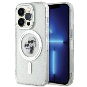 Karl Lagerfeld Karl&Choupette Glitter MagSafe tok iPhone 15 Pro készülékhez (átlátszó)