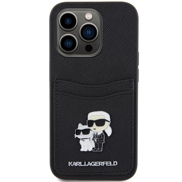 iTok webáruház - Karl Lagerfeld Karl Lagerfeld Saffiano Cardslot Karl&Choupette Metal Pin tok iPhone 15 Pro (fekete) 3 Karl Lagerfeld Saffiano Cardslot Karl&Choupette Metal Pin case for iPhone 15 Pro (fekete)