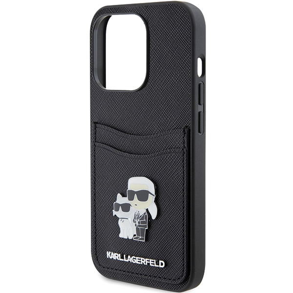 iTok webáruház - Karl Lagerfeld Karl Lagerfeld Saffiano Cardslot Karl&Choupette Metal Pin tok iPhone 15 Pro (fekete) 6 Karl Lagerfeld Saffiano Cardslot Karl&Choupette Metal Pin case for iPhone 15 Pro (fekete)
