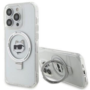 Karl Lagerfeld KLHMP15LHMRSCHH iPhone 15 Pro 6,1″ fehér kemény tok Ring Stand Choupette Head MagSafe