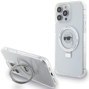 Karl Lagerfeld KLHMP15LHMRSKHH iPhone 15 Pro 6,1 hüvelykes fehér tok Ring Stand Karl Head MagSafe