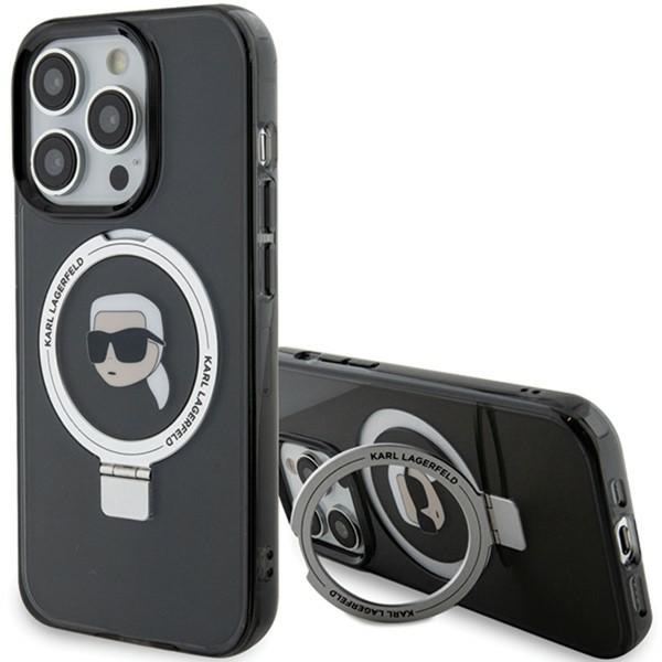 iTok webáruház - Karl Lagerfeld Karl Lagerfeld KLHMP15LHMRSKHK Ring Stand Karl Head MagSafe tok iPhone 15 Pro 6,1 hüvelykes készülékhez, fekete 1 Karl Lagerfeld KLHMP15LHMRSKHK iPhone 15 Pro 6.1" black/black hardcase Ring Stand Karl Head MagSafe