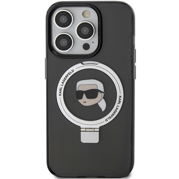 iTok webáruház - Karl Lagerfeld Karl Lagerfeld KLHMP15LHMRSKHK Ring Stand Karl Head MagSafe tok iPhone 15 Pro 6,1 hüvelykes készülékhez, fekete 3 Karl Lagerfeld KLHMP15LHMRSKHK iPhone 15 Pro 6.1" black/black hardcase Ring Stand Karl Head MagSafe