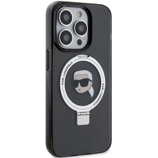 iTok webáruház - Karl Lagerfeld Karl Lagerfeld KLHMP15LHMRSKHK Ring Stand Karl Head MagSafe tok iPhone 15 Pro 6,1 hüvelykes készülékhez, fekete 4 Karl Lagerfeld KLHMP15LHMRSKHK iPhone 15 Pro 6.1" black/black hardcase Ring Stand Karl Head MagSafe