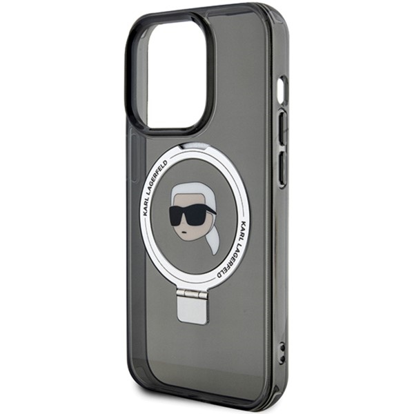 iTok webáruház - Karl Lagerfeld Karl Lagerfeld KLHMP15LHMRSKHK Ring Stand Karl Head MagSafe tok iPhone 15 Pro 6,1 hüvelykes készülékhez, fekete 6 Karl Lagerfeld KLHMP15LHMRSKHK iPhone 15 Pro 6.1" black/black hardcase Ring Stand Karl Head MagSafe