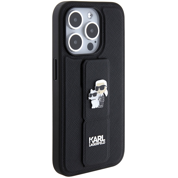 iTok webáruház - Karl Lagerfeld Karl Lagerfeld Gripstand Saffiano Karl&Choupette Pins case for iPhone 15 Pro (fekete) 5 Karl Lagerfeld Gripstand Saffiano Karl&Choupette Pins case for iPhone 15 Pro (fekete)