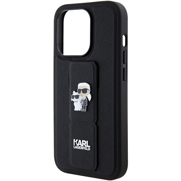 iTok webáruház - Karl Lagerfeld Karl Lagerfeld Gripstand Saffiano Karl&Choupette Pins case for iPhone 15 Pro (fekete) 7 Karl Lagerfeld Gripstand Saffiano Karl&Choupette Pins case for iPhone 15 Pro (fekete)