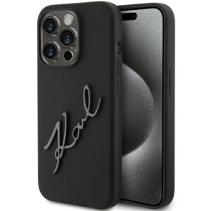 Karl Lagerfeld Silicone Karl Script tok iPhone 15 Pro készülékhez (fekete)