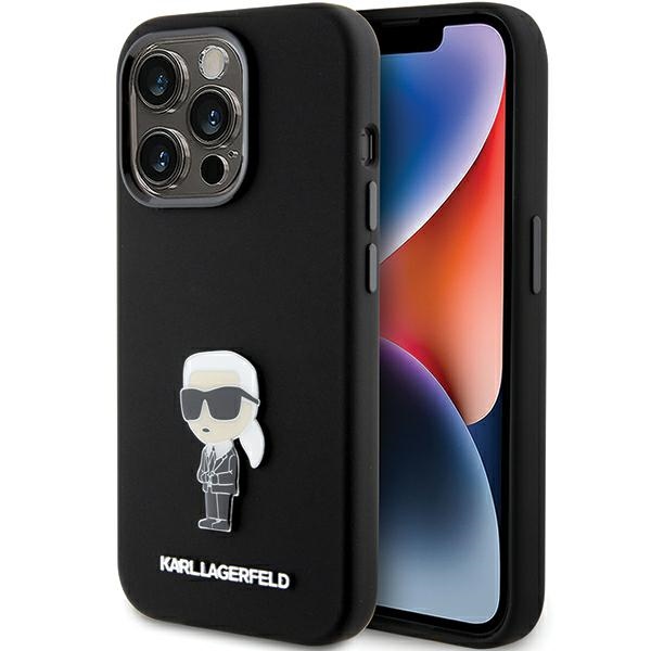 iTok webáruház - Karl Lagerfeld Karl Lagerfeld Silicone Ikonik Metal Pin tok iPhone 15 Pro készülékhez (fekete) 1 Karl Lagerfeld Silicone Ikonik Metal Pin case for iPhone 15 Pro (fekete)