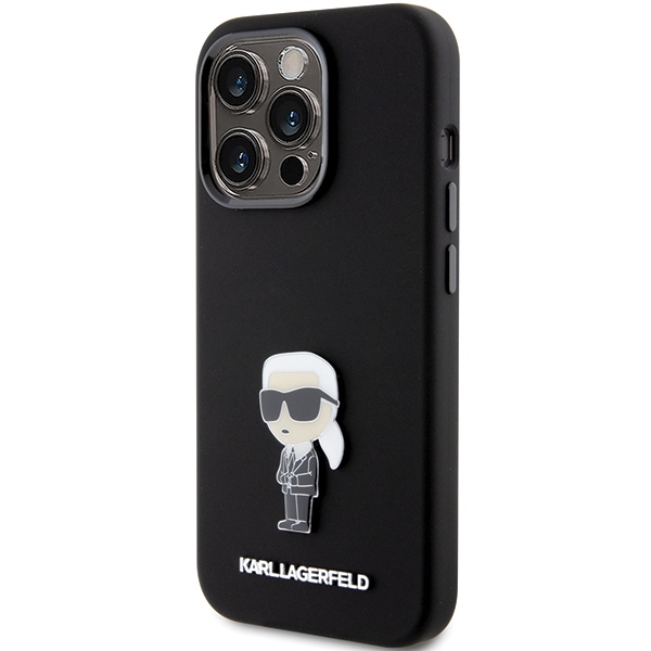 iTok webáruház - Karl Lagerfeld Karl Lagerfeld Silicone Ikonik Metal Pin tok iPhone 15 Pro készülékhez (fekete) 2 Karl Lagerfeld Silicone Ikonik Metal Pin case for iPhone 15 Pro (fekete)