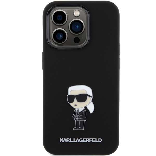 iTok webáruház - Karl Lagerfeld Karl Lagerfeld Silicone Ikonik Metal Pin tok iPhone 15 Pro készülékhez (fekete) 3 Karl Lagerfeld Silicone Ikonik Metal Pin case for iPhone 15 Pro (fekete)