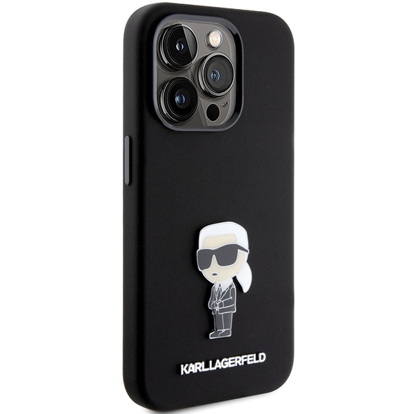 iTok webáruház - Karl Lagerfeld Karl Lagerfeld Silicone Ikonik Metal Pin tok iPhone 15 Pro készülékhez (fekete) 4 Karl Lagerfeld Silicone Ikonik Metal Pin case for iPhone 15 Pro (fekete)