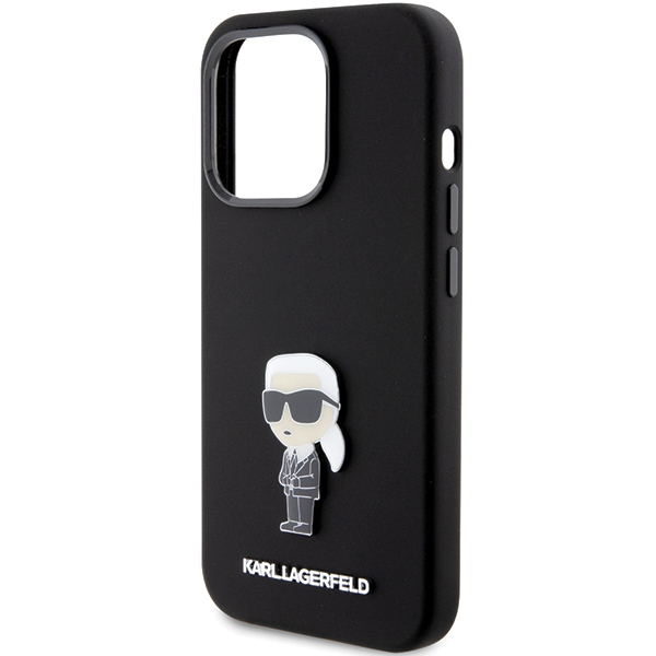iTok webáruház - Karl Lagerfeld Karl Lagerfeld Silicone Ikonik Metal Pin tok iPhone 15 Pro készülékhez (fekete) 6 Karl Lagerfeld Silicone Ikonik Metal Pin case for iPhone 15 Pro (fekete)