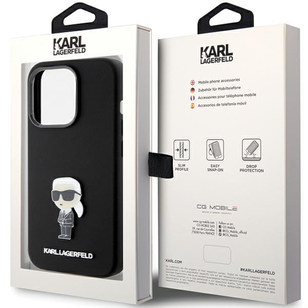 iTok webáruház - Karl Lagerfeld Karl Lagerfeld Silicone Ikonik Metal Pin tok iPhone 15 Pro készülékhez (fekete) 8 Karl Lagerfeld Silicone Ikonik Metal Pin case for iPhone 15 Pro (fekete)