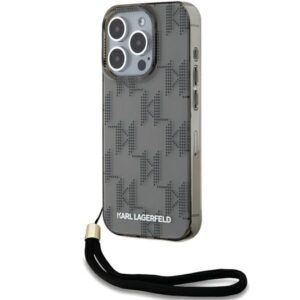 Karl Lagerfeld IML Mono KL Pattern & Cord tok iPhone 15 Pro készülékhez (fekete)