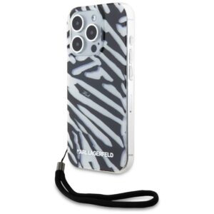 Karl Lagerfeld IML Zebra Pattern & Cord tok iPhone 15 Pro készülékhez (fekete)