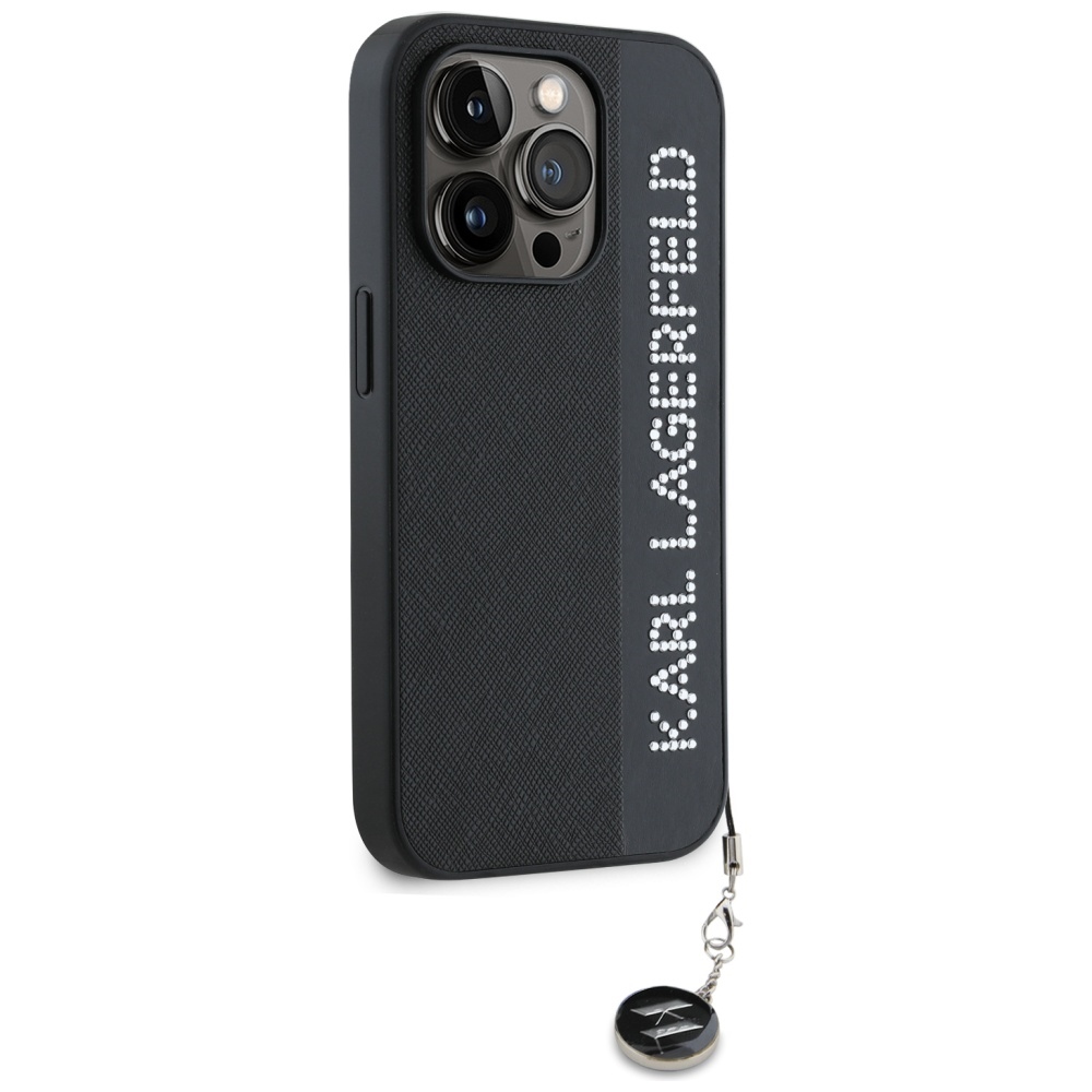 iTok webáruház - Karl Lagerfeld Karl Lagerfeld Saffiano Rhinestones & Charm tok iPhone 15 Pro készülékhez (fekete) 4 Karl Lagerfeld Saffiano Rhinestones & Charm case for iPhone 15 Pro (fekete)
