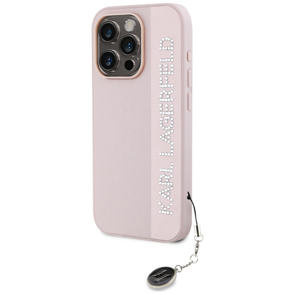 iTok webáruház - Karl Lagerfeld Karl Lagerfeld Saffiano Rhinestones & Charm tok iPhone 15 Pro készülékhez (rózsaszín) 2 Karl Lagerfeld Saffiano Rhinestones & Charm case for iPhone 15 Pro (rózsaszín)