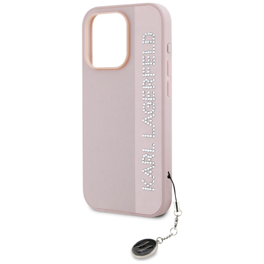 iTok webáruház - Karl Lagerfeld Karl Lagerfeld Saffiano Rhinestones & Charm tok iPhone 15 Pro készülékhez (rózsaszín) 6 Karl Lagerfeld Saffiano Rhinestones & Charm case for iPhone 15 Pro (rózsaszín)