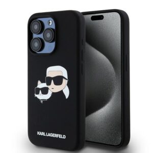 Karl Lagerfeld Silicone Karl&Choupette MagSafe tok iPhone 15 Pro készülékhez (fekete)