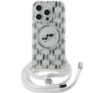 Karl Lagerfeld IML Crossbody Monogram Karl & Choupette Head MagSafe tok iPhone 15 Pro készülékhez (átlátszó)