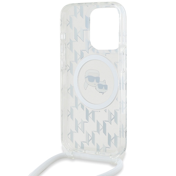 iTok webáruház - Karl Lagerfeld Karl Lagerfeld IML Crossbody Monogram Karl & Choupette Head MagSafe tok iPhone 15 Pro készülékhez (átlátszó) 5 Karl Lagerfeld IML Crossbody Monogram Karl & Choupette Head MagSafe Case for iPhone 15 Pro (átlátszó)