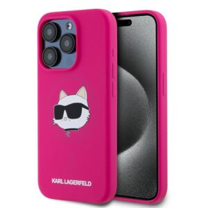 Karl Lagerfeld Silicone Choupette Head MagSafe szilikon tok iPhone 15 Pro készülékhez (rózsaszín)