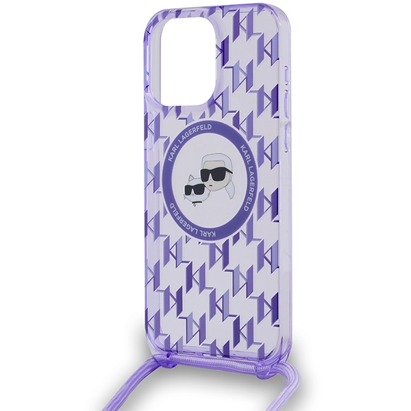 iTok webáruház - Karl Lagerfeld Karl Lagerfeld IML Crossbody Monogram Karl & Choupette Head MagSafe tok iPhone 15 Pro készülékhez (lila) 5 Karl Lagerfeld IML Crossbody Monogram Karl & Choupette Head MagSafe case for iPhone 15 Pro (lila)