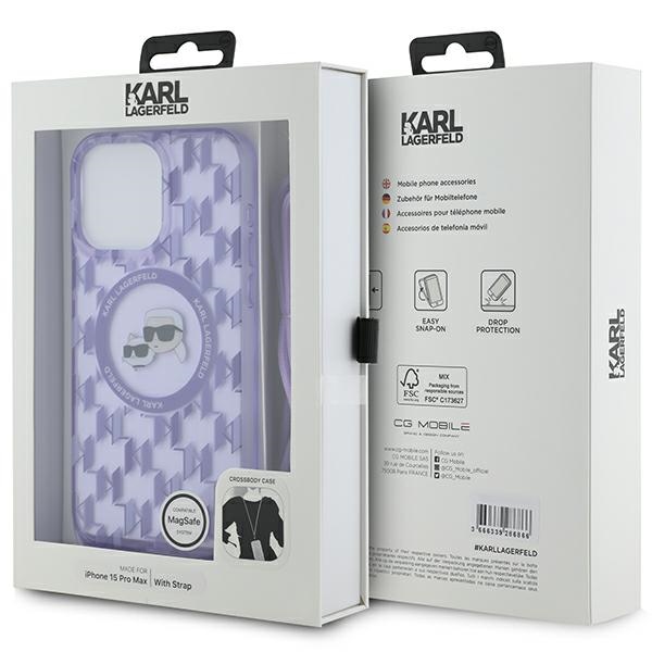 iTok webáruház - Karl Lagerfeld Karl Lagerfeld IML Crossbody Monogram Karl & Choupette Head MagSafe tok iPhone 15 Pro készülékhez (lila) 7 Karl Lagerfeld IML Crossbody Monogram Karl & Choupette Head MagSafe case for iPhone 15 Pro (lila)