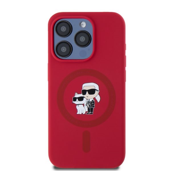 iTok webáruház - Karl Lagerfeld Karl Lagerfeld Silicone Karl&Choupette Heads Ring MagSafe tok iPhone 15 Pro készülékhez (piros) 3 Karl Lagerfeld Silicone Karl&Choupette Heads Ring MagSafe Case for iPhone 15 Pro (piros)