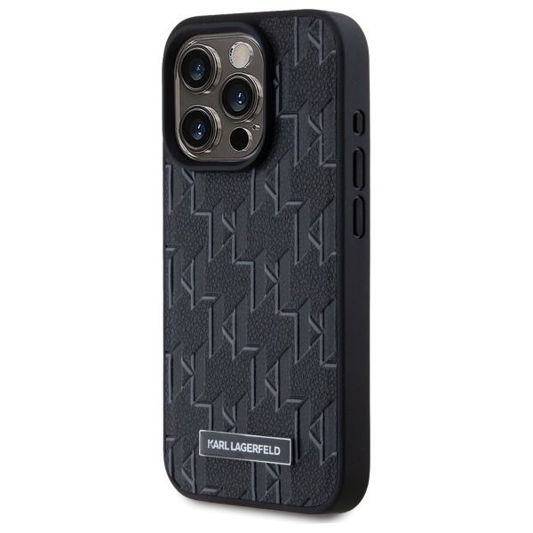 iTok webáruház - Karl Lagerfeld Karl Lagerfeld bőr monogramos, fém logós MagSafe tok iPhone 15 Pro készülékhez (fekete) 2 Karl Lagerfeld Leather Monogram Metal Logo MagSafe iPhone 15 Pro Case (fekete)