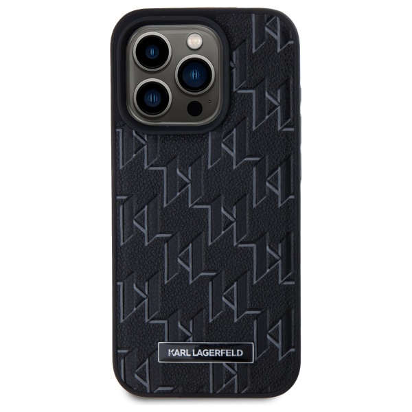 iTok webáruház - Karl Lagerfeld Karl Lagerfeld bőr monogramos, fém logós MagSafe tok iPhone 15 Pro készülékhez (fekete) 3 Karl Lagerfeld Leather Monogram Metal Logo MagSafe iPhone 15 Pro Case (fekete)