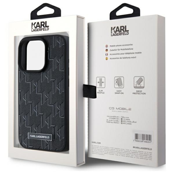 iTok webáruház - Karl Lagerfeld Karl Lagerfeld bőr monogramos, fém logós MagSafe tok iPhone 15 Pro készülékhez (fekete) 8 Karl Lagerfeld Leather Monogram Metal Logo MagSafe iPhone 15 Pro Case (fekete)