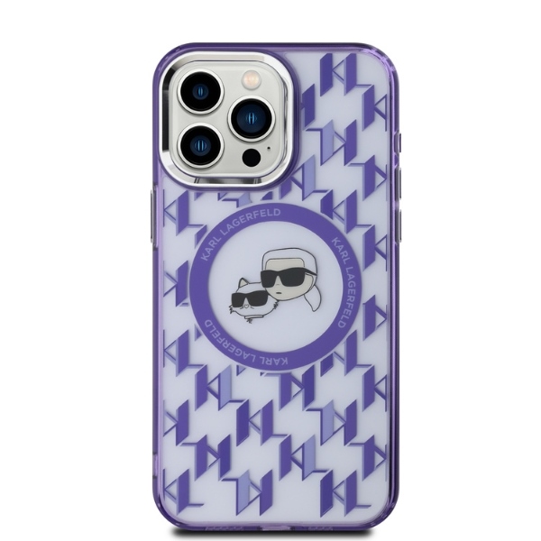 iTok webáruház - Karl Lagerfeld Karl Lagerfeld IML Monogram Karl & Choupette Head MagSafe tok iPhone 15 Pro készülékhez (lila) 2 Karl Lagerfeld IML Monogram Karl & Choupette Head MagSafe iPhone 15 Pro Case (lila)