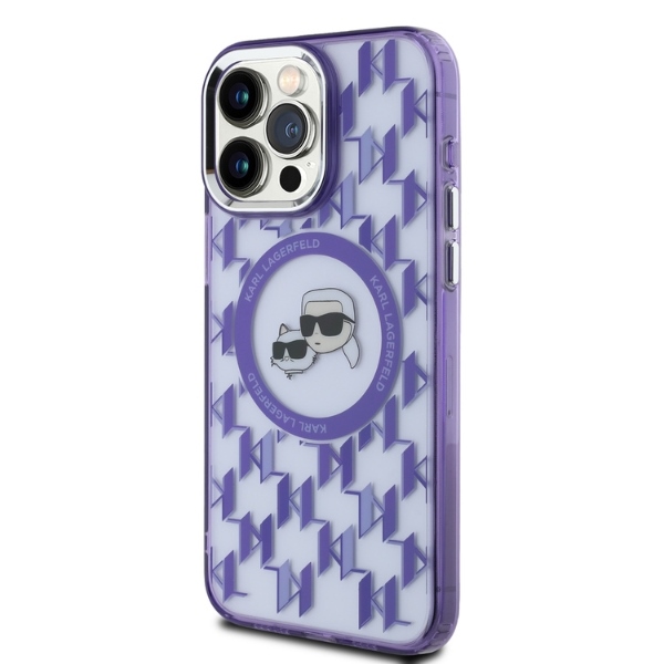 iTok webáruház - Karl Lagerfeld Karl Lagerfeld IML Monogram Karl & Choupette Head MagSafe tok iPhone 15 Pro készülékhez (lila) 3 Karl Lagerfeld IML Monogram Karl & Choupette Head MagSafe iPhone 15 Pro Case (lila)