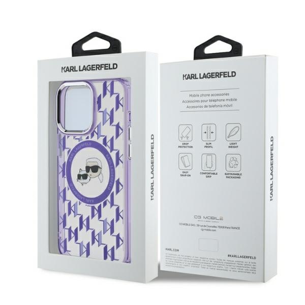 iTok webáruház - Karl Lagerfeld Karl Lagerfeld IML Monogram Karl & Choupette Head MagSafe tok iPhone 15 Pro készülékhez (lila) 5 Karl Lagerfeld IML Monogram Karl & Choupette Head MagSafe iPhone 15 Pro Case (lila)