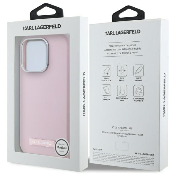 iTok webáruház - Karl Lagerfeld Karl Lagerfeld FW Metal Plate MagSafe tok iPhone 15 Pro készülékhez (rózsaszín) 8 Karl Lagerfeld FW Metal Plate MagSafe iPhone 15 Pro Case (rózsaszín)