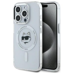 Karl Lagerfeld IML Metal Choupette Head MagSafe tok iPhone 15 Pro tok (fehér)