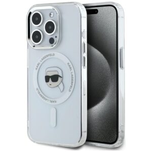 Karl Lagerfeld IML Metal Karl Head MagSafe tok iPhone 15 Pro készülékhez – fehér