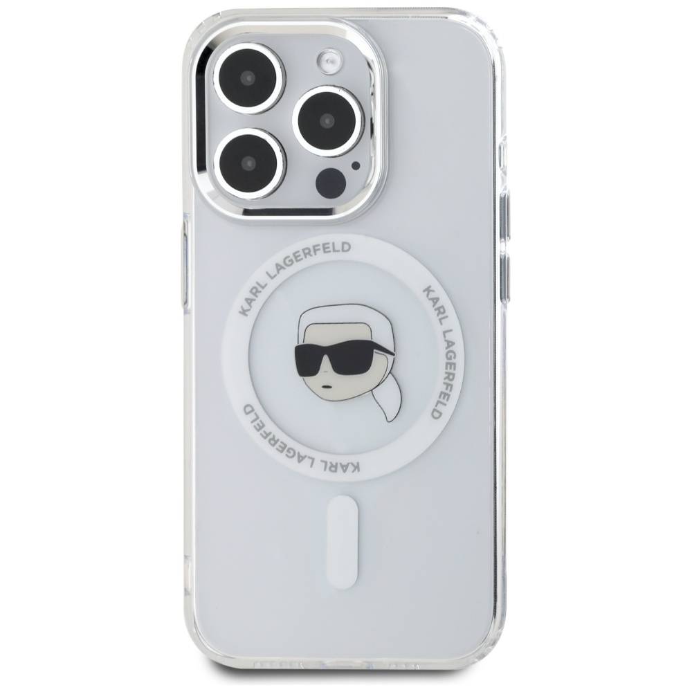 iTok webáruház - Karl Lagerfeld Karl Lagerfeld IML Metal Karl Head MagSafe tok iPhone 15 Pro készülékhez – fehér 3 Karl Lagerfeld IML Metal Karl Head MagSafe Case for iPhone 15 Pro White