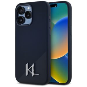 Karl Lagerfeld Silicone Shadow Metal Initial MagSafe tok iPhone 15 Pro készülékhez – fekete