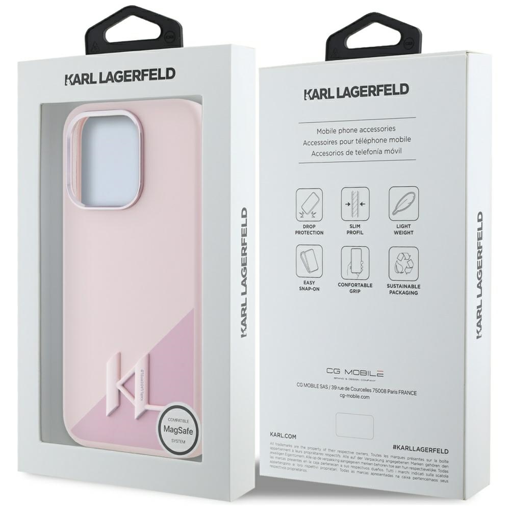 iTok webáruház - Karl Lagerfeld Karl Lagerfeld Silicone Shadow Metal Initial MagSafe Case for iPhone 15 Pro Pink 8 Karl Lagerfeld Silicone Shadow Metal Initial MagSafe Case for iPhone 15 Pro Pink